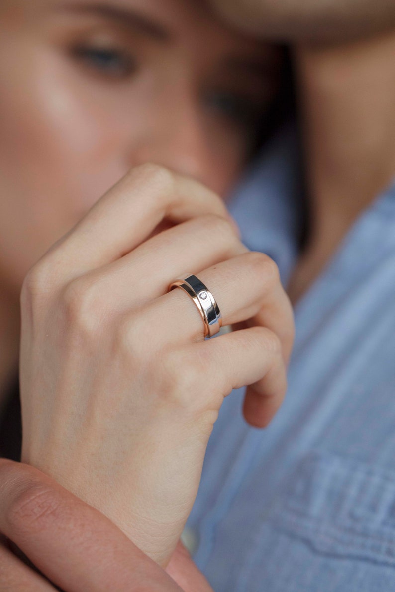 Matching Couple Rings Set. Gold Wedding Bands Set. Promise - Etsy