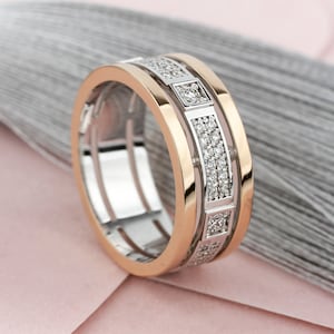 Gold wedding band women. Unique gold wedding ring. Solid gold wide wedding band. Gold rings for women. Women&#39;s wedding ring. Bridal ring.