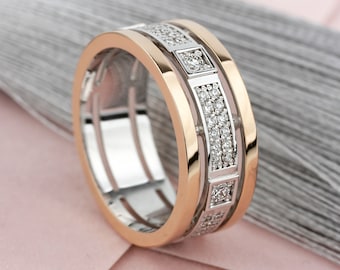 Alianza de boda de oro para mujer. Anillo de bodas de oro único. Alianza ancha de oro macizo. Anillos de oro para mujer. Anillo de bodas para mujer. Anillo nupcial.