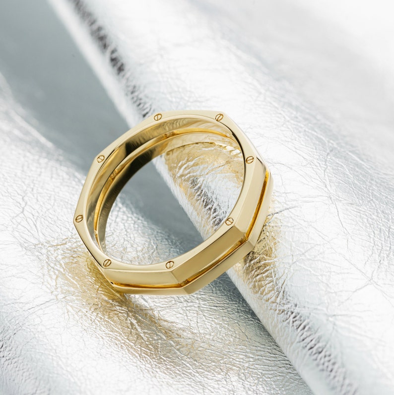 Unique Wedding Rings Set Made of Solid Gold. Matching Wedding - Etsy