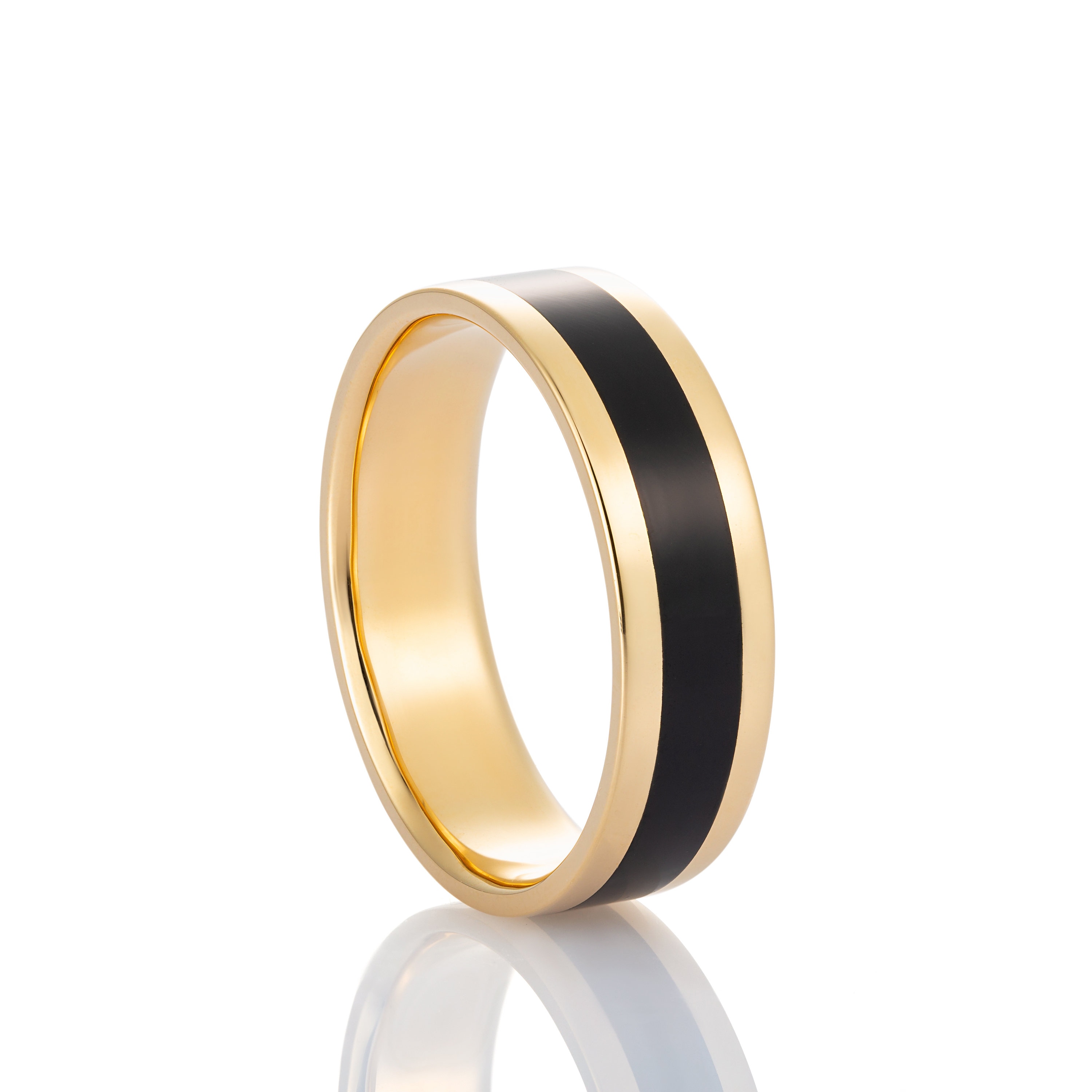 ブラックエナメルメンズ結婚指輪 | 14金ブラック＆ゴールドリング