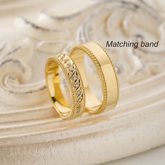 6mm 14K Yellow Gold Wedding Band, Half Round Matte Finish – Point No Point  Studio