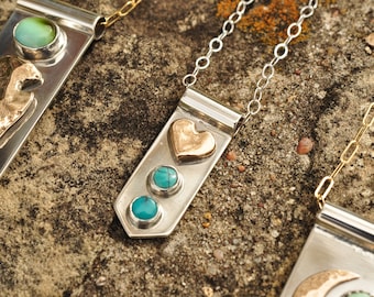 Heart and Turquoise Banner Necklace