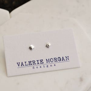 Tiny square studs Sterling Silver