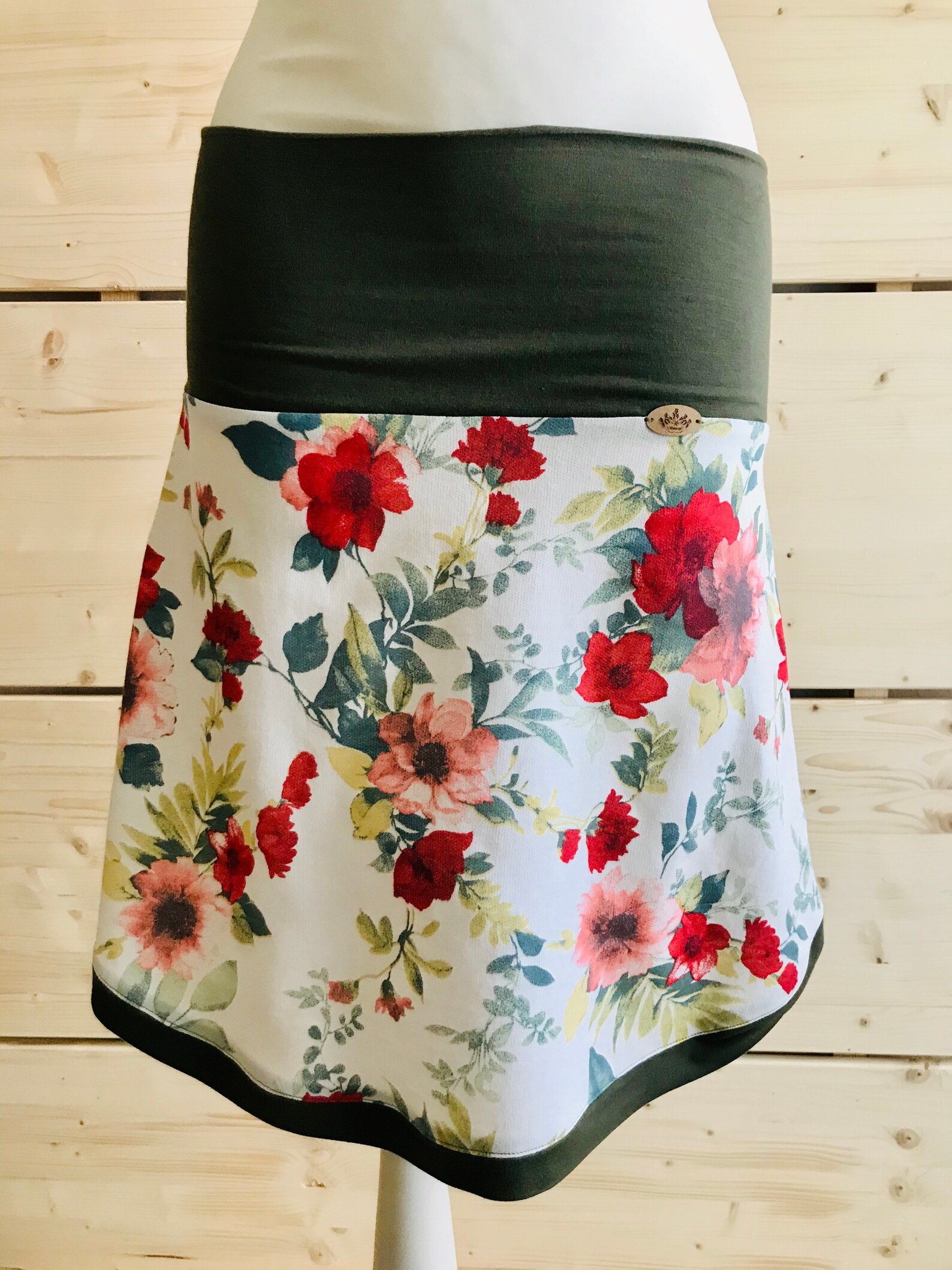 Printed Cotton Jersey Skirt, Kneelength & Flared With a Comfortable Stretch Waistband, Summer