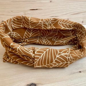 breites Stirnband, elastisches Bandana, Turban Haarband für Damen gemustert in senfgelb/okker Bild 6