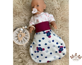 Doll clothes / sleeping bag for dolls / doll sleeping bag size 36-43 cm in white flowered