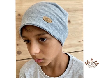 Beanie UNISEX ook voor tieners in gevlekt grijs, pet, jersey cap, dunne pet, cadeau