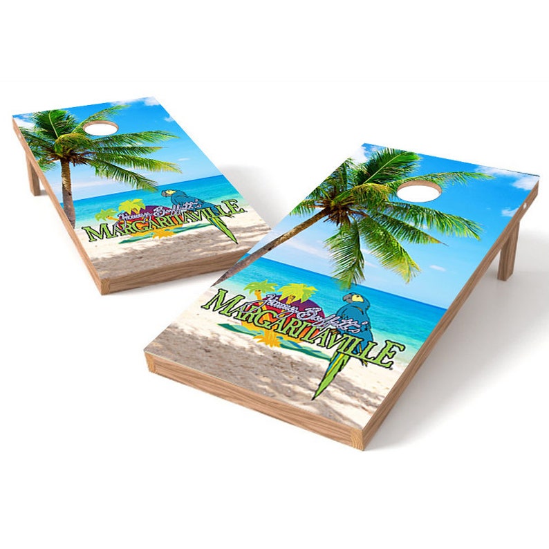Margaritaville Paradise Parrot Cornhole bag toss wrap set Etsy