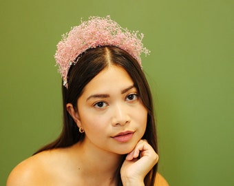 NATURAL FLOWER HEADBAND  pink flower headband dyed flower headband bridesmaid headband bridal headband flower headband gypsophilia headband