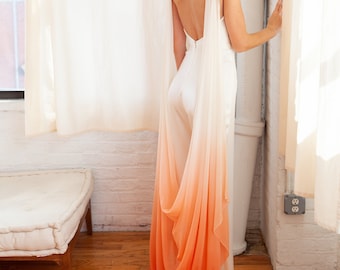 Ombre Wedding Cape: Hand-Dyed Tulle Bridal Veil