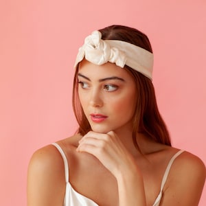 FESTIVAL HEADBAND TURBAN white wedding turban festival headband silk headwrap, bridal headpiece, white turban, bridal headband, ivory turban image 3