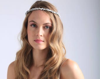 CRYSTAL BRIDAL CROWN  sparkly boho crown rhinestone headpiece crystal headpiece - raw crystal crown - bridal headpiece - festival crown -