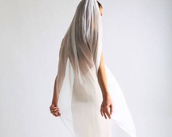 SILK CHIFFON VEIL - silk veil chiffon veil silk chiffon floor length veil silk fingertip veil ivory silk veil silk sheer minimalist veil