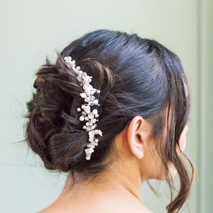 Crystal Heart Bridal Comb: Pearl & Czech Crystal Wedding Hair Accessory