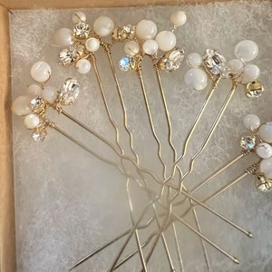 PEARL PIN GIFT pearl crystal pins bridal hair pins bridesmaid proposal gift bridesmaid pearl pins pearl pins bobby pin bachelorette gift image 4