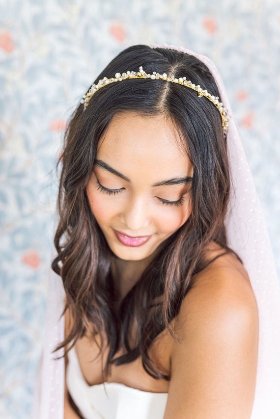 gold and pearl bridal headpieces