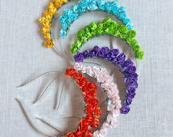 Diadema de flores multicolor: accesorio para el cabello para fiesta nupcial