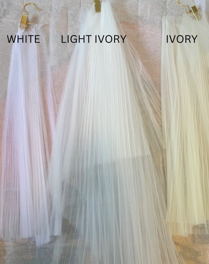 PLEATED VEIL TULLE pleated veil, short tulle veil, elbow tulle veil, blusher veil, tulle veil, short veil, textured veil, short ivory veil image 3