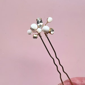 PEARL PIN GIFT pearl crystal pins bridal hair pins image 3