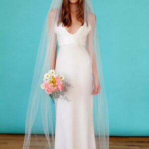 Cascade Tulle Wedding Veil: Soft Sheer Double Layer, Floor Length