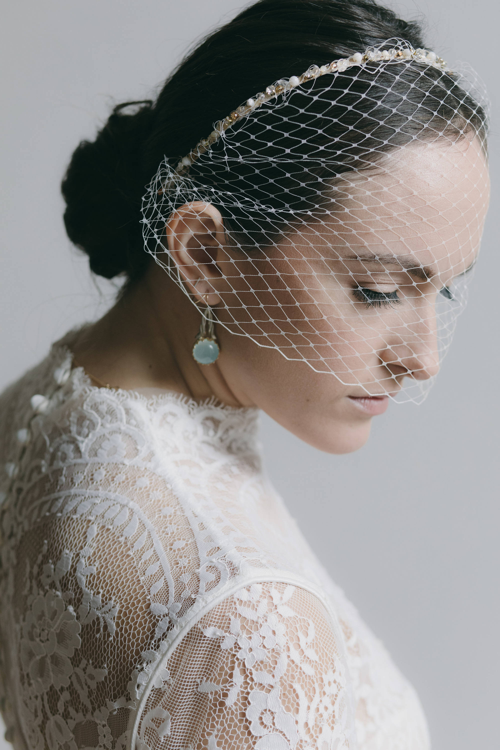 BIRDCAGE VEIL HEADBAND Fascinator Birdcage Headband Bridal Veil Vintage Blusher Veil Bridal Hair
