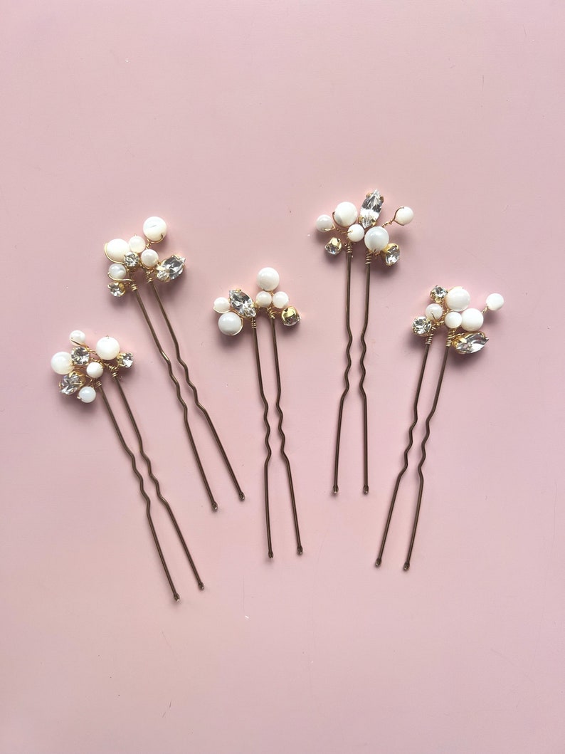 PEARL PIN GIFT pearl crystal pins bridal hair pins bridesmaid proposal gift bridesmaid pearl pins pearl pins bobby pin bachelorette gift image 1