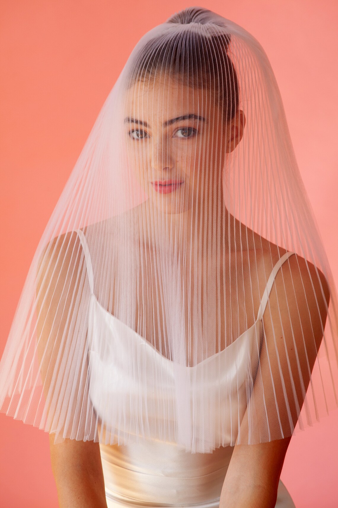 PLEATED TULLE VEIL Pleated Veil Tulle Veil Short Tulle Etsy