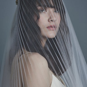 PLEATED VEIL TULLE pleated veil, short tulle veil, elbow tulle veil, blusher veil, tulle veil, short veil, textured veil, short ivory veil image 9