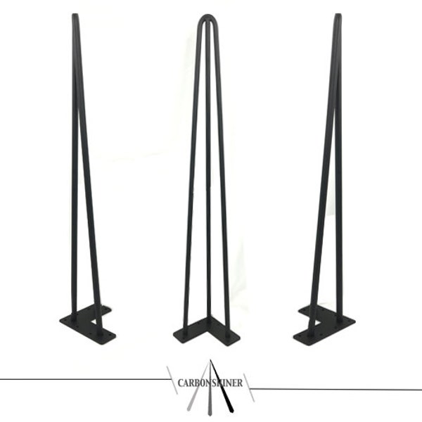 Set of 4 Hairpin Table Legs - Industrial Retro Style 12mm Steel Rod Matt Black, Stock LEGS, HandMade & Free protector