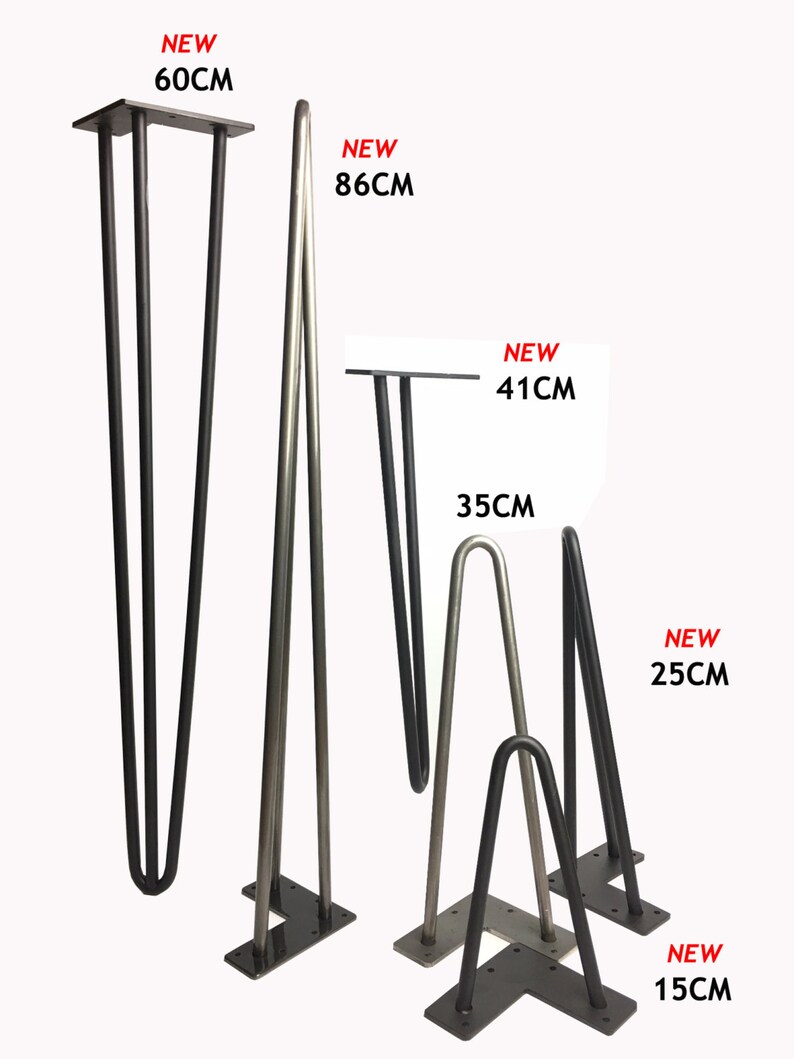 Hairpin Table Legs x 4 CLEAR COATED FINSIH 10&12mm height Etsy