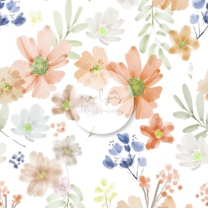 Neutral Flowers Seamless Pattern / Fabric Design / Surface Pattern / Digital Paper / Digital Download / Repeat Pattern / Digital Pattern