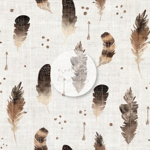 Boho Feathers Seamless Pattern / Fabric Design / Surface Pattern / Digital Paper / Digital Download / Repeat Pattern / Digital Pattern