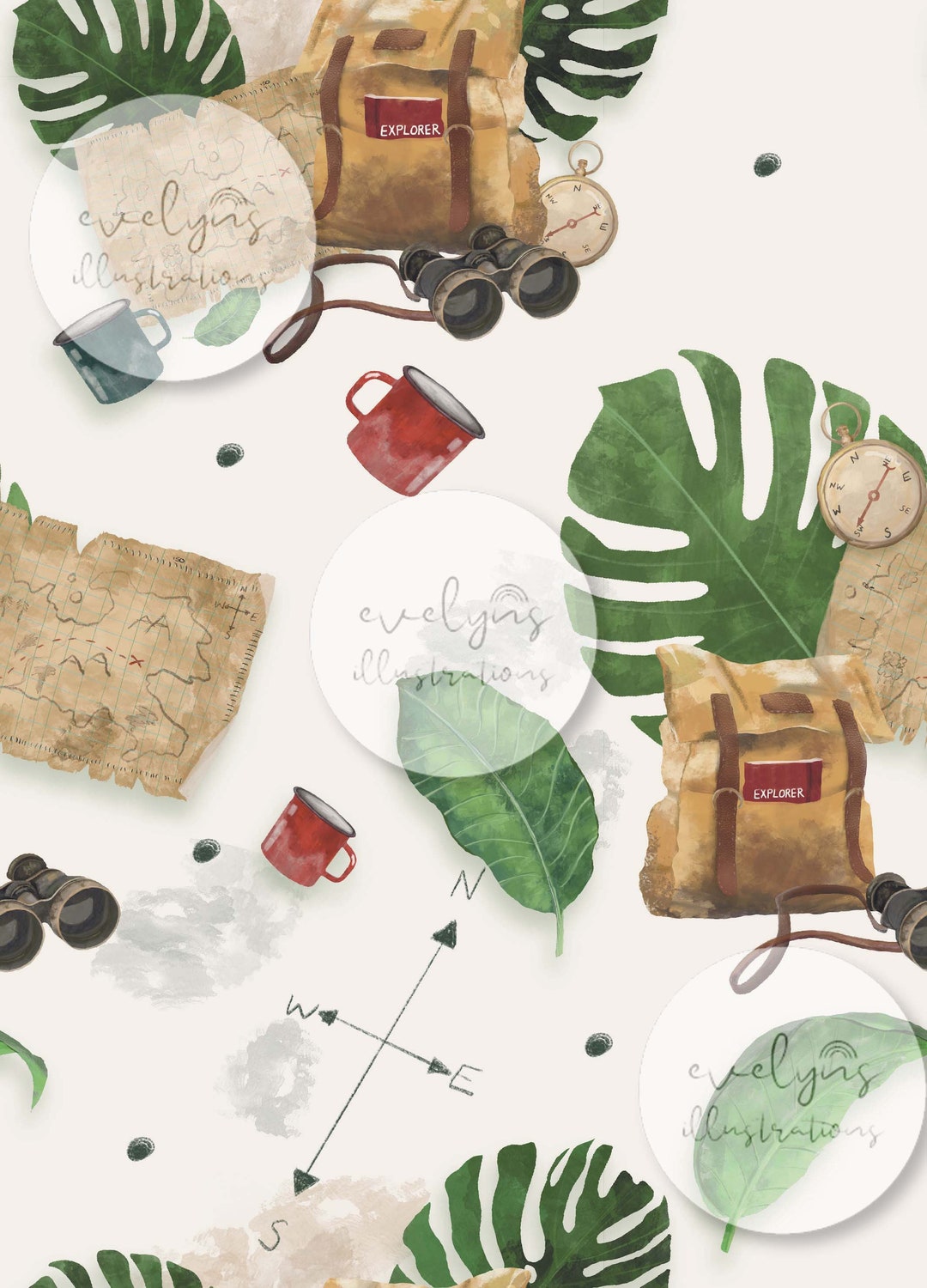 Jungle Explorer Seamless Pattern / Fabric Design / Surface Pattern ...