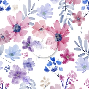 Purple Flowers Seamless Pattern / Fabric Design / Surface Pattern / Digital Paper / Digital Download / Repeat Pattern / Digital Pattern