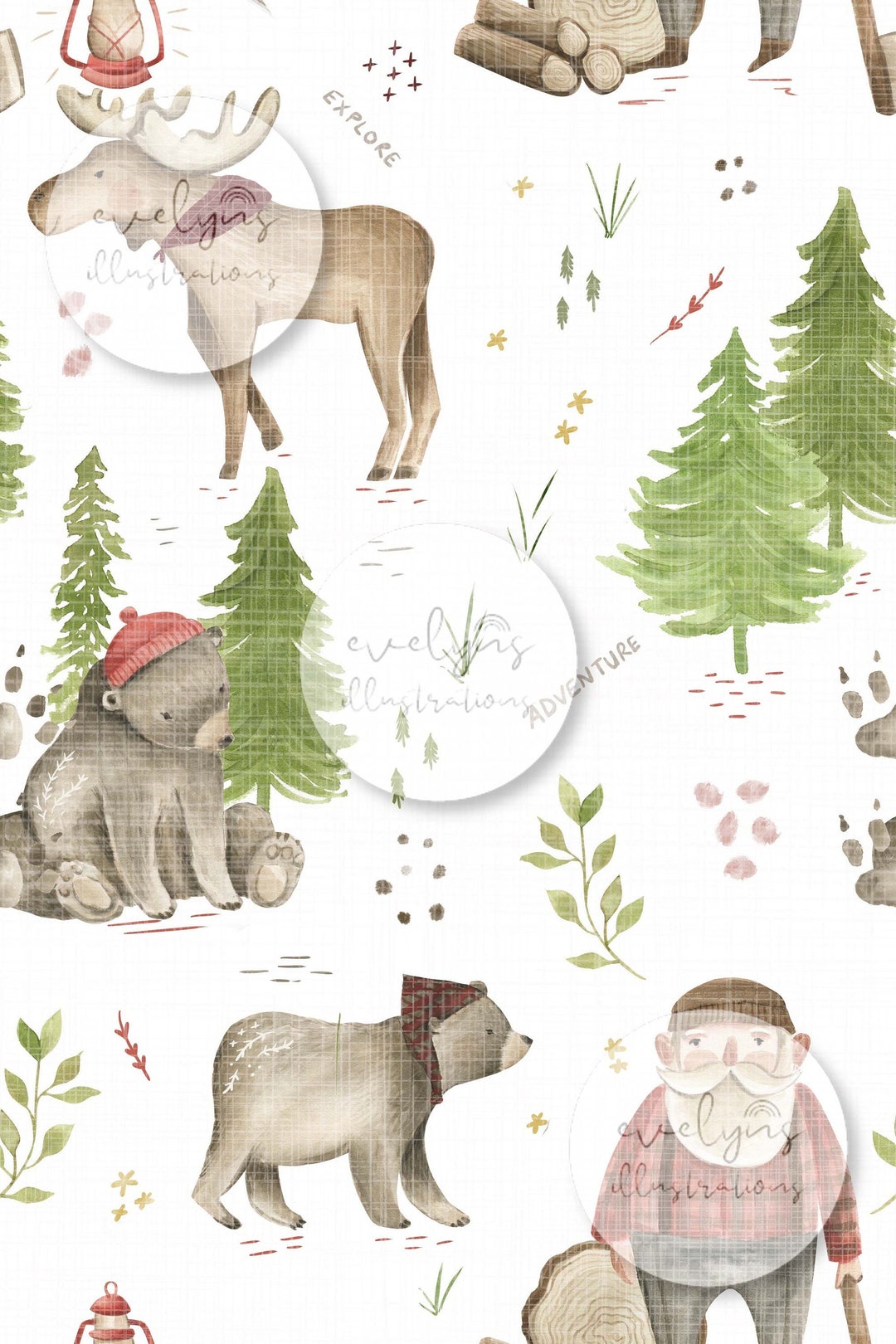 Mountain Adventure Seamless Pattern / Fabric Design / Surface Pattern ...