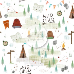 Wild Child Seamless Pattern / Fabric Design / Surface Pattern / Digital Paper / Digital Download / Repeat Pattern / Digital Pattern