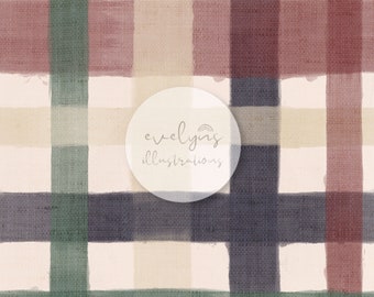 Boho Gingham Watercolour Seamless Pattern / Fabric Design / Surface Pattern / Digital Paper / Digital Download / Repeat Pattern / Digital