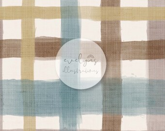 Boho Gingham Watercolour Seamless Pattern / Fabric Design / Surface Pattern / Digital Paper / Digital Download / Repeat Pattern / Digital