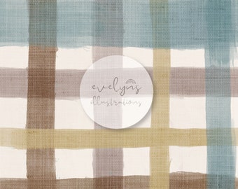 Boho Gingham Watercolour Seamless Pattern / Fabric Design / Surface Pattern / Digital Paper / Digital Download / Repeat Pattern / Digital
