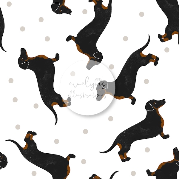 5 Pack Dachshund Seamless Pattern / Fabric Design / Surface Pattern / Digital Paper / Digital Download / Repeat Pattern / Digital Pattern