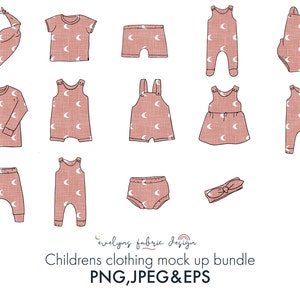 Childrens and Baby Bundle of Clothes Mock ups 14 items Leggings, Romper, EPS PNG JPEG Digital Mock ups / Mockup Clothing