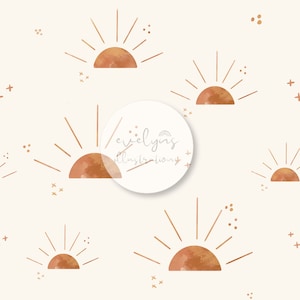 Boho Suns Cream Seamless Pattern / Fabric Design / Surface Pattern / Digital Paper / Digital Download / Repeat Pattern / Digital Pattern