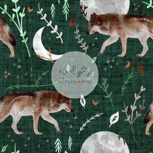 Red Midnight Wolf Seamless Pattern / Fabric Design / Surface Pattern / Digital Paper / Digital Download / Repeat Pattern / Digital Pattern