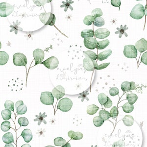 Eucalyptus Seamless Pattern / Fabric Design / Surface Pattern / Digital Download / Repeat Pattern / Digital Pattern