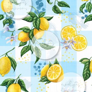 Summer Lemons Seamless Pattern / Fabric Design / Surface Pattern / Digital Download / Repeat Pattern / Digital Pattern