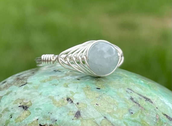 Aquamarine Sterling Silver Crystal Wire Wrap Beaded Gemstone