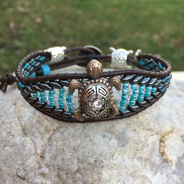 Beaded Leather Cuff main image 1