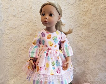 Pinkes Ostereier Kleid mit Rüschen, passend für Gotz Happy Kidz und Puppen ähnlicher Größe