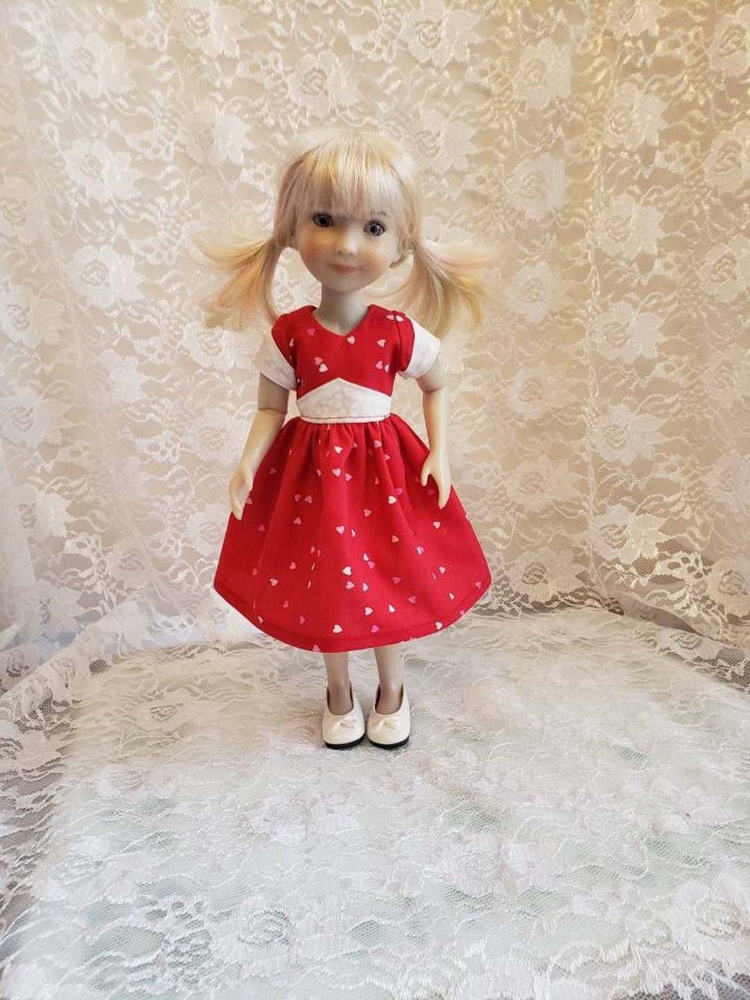 Ruby Red Siblies Red Hearts Dress, Special Made to Fit 12 Ruby Red